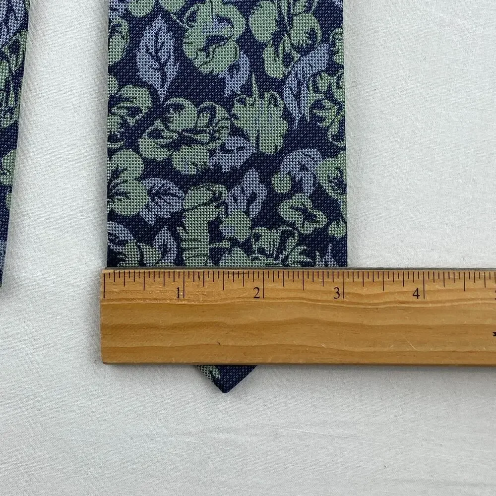 JOHN HENRIC Tie 100% Silk Floral Woven Jacquard Necktie Blue Italy